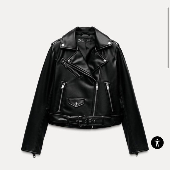 Zara Black Leather Jacket - Picture 2 of 6